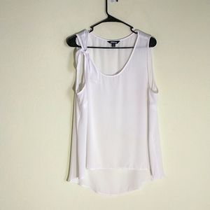 Project Runway White sleeveless high low hem Chiffon pullover tunic top , XXL